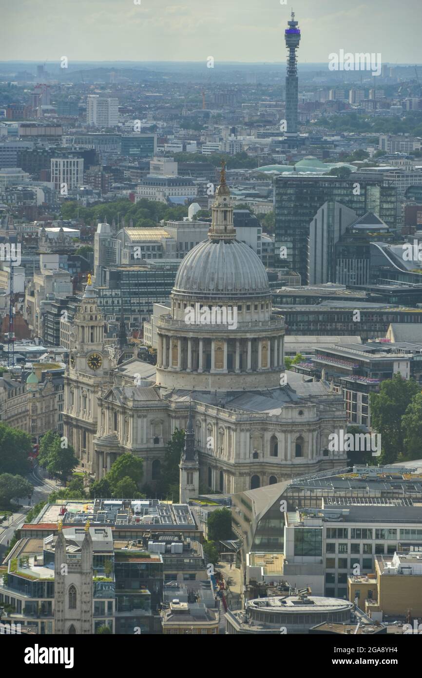 Aerial View Of St Paul s Cathedral And BT Tower From Sky Garden In aerial-view-of-st-paul-s-cathedral-and-bt-tower-from-sky-garden-in