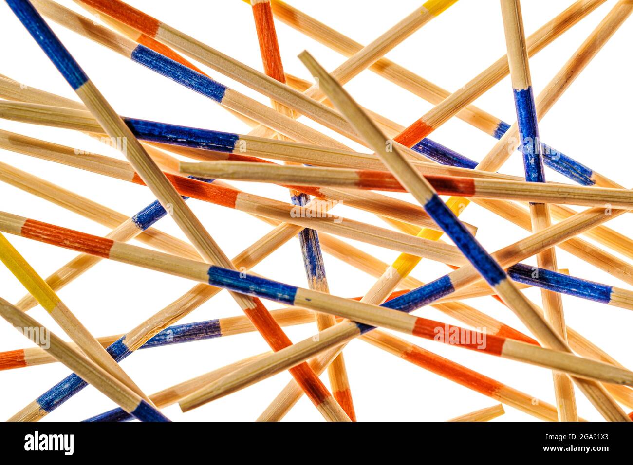 Close-up of Mikado sticks on white background Stock Photo
