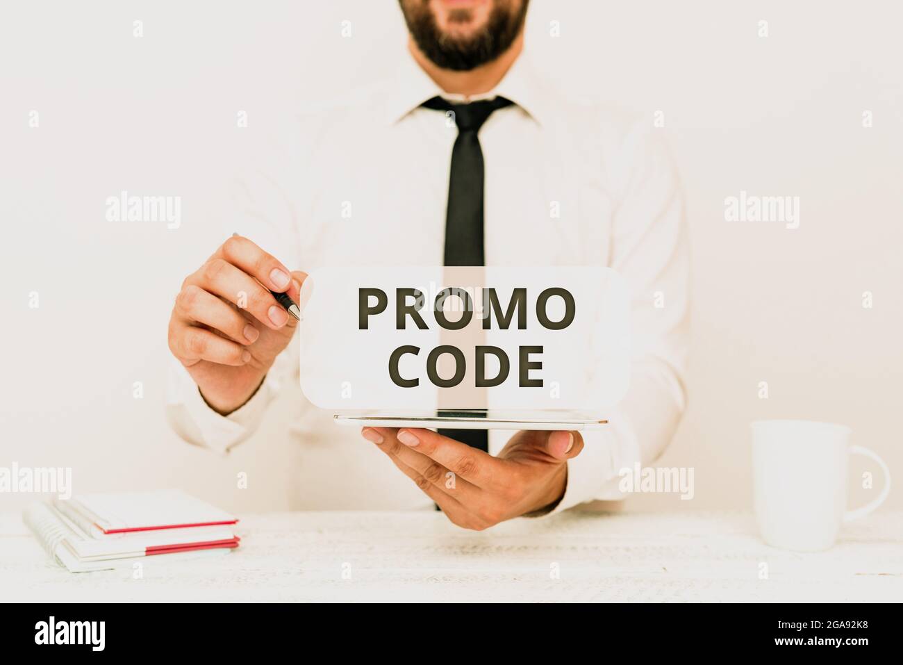 Text caption presenting Promo Code. Concept meaning letters or numbers ...