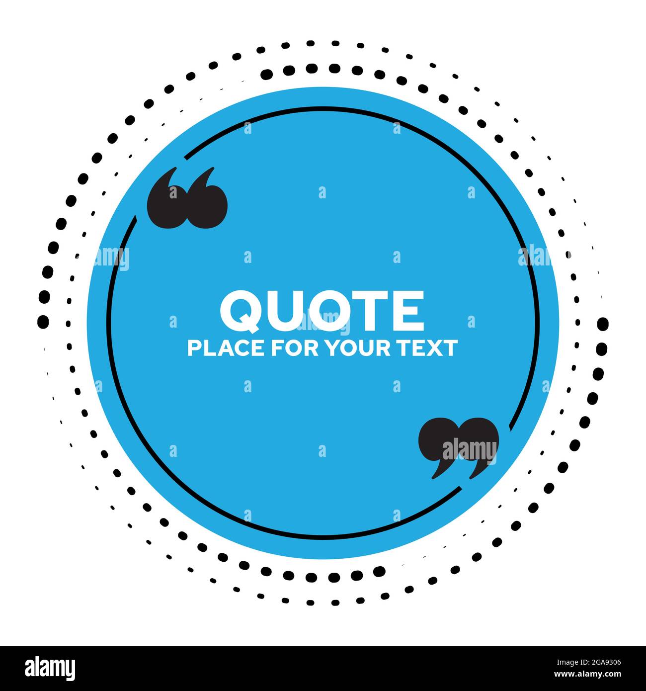 Quotation Text Writing Area in Quotation, Citation Writing Template, Concise Word Writing Area in a Circle. A helpful template for writing quotes. Stock Vector