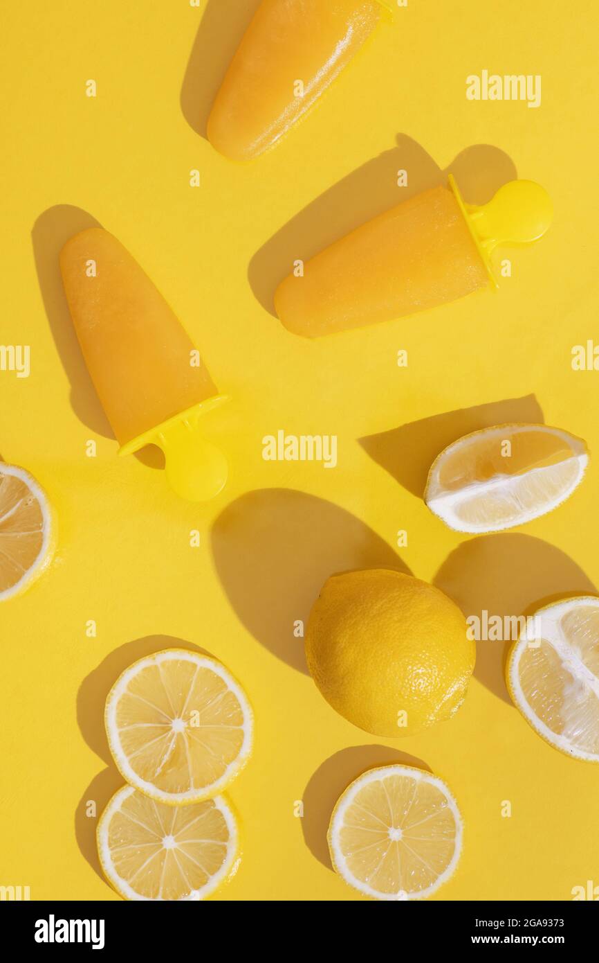 Natural juicy lemon popsicles. Top view Stock Photo Alamy