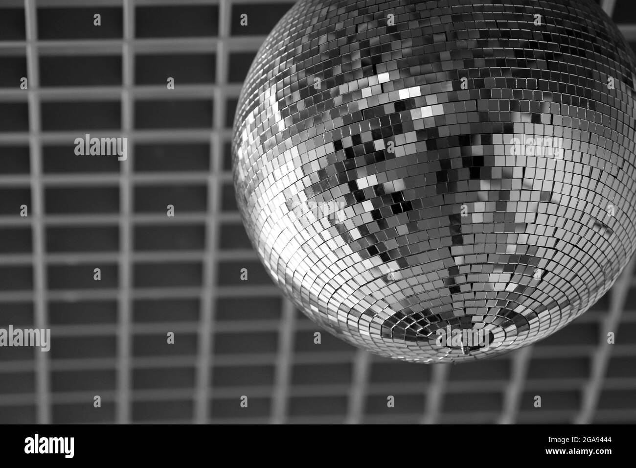 Silver disco mirror ball close up Stock Photo Alamy