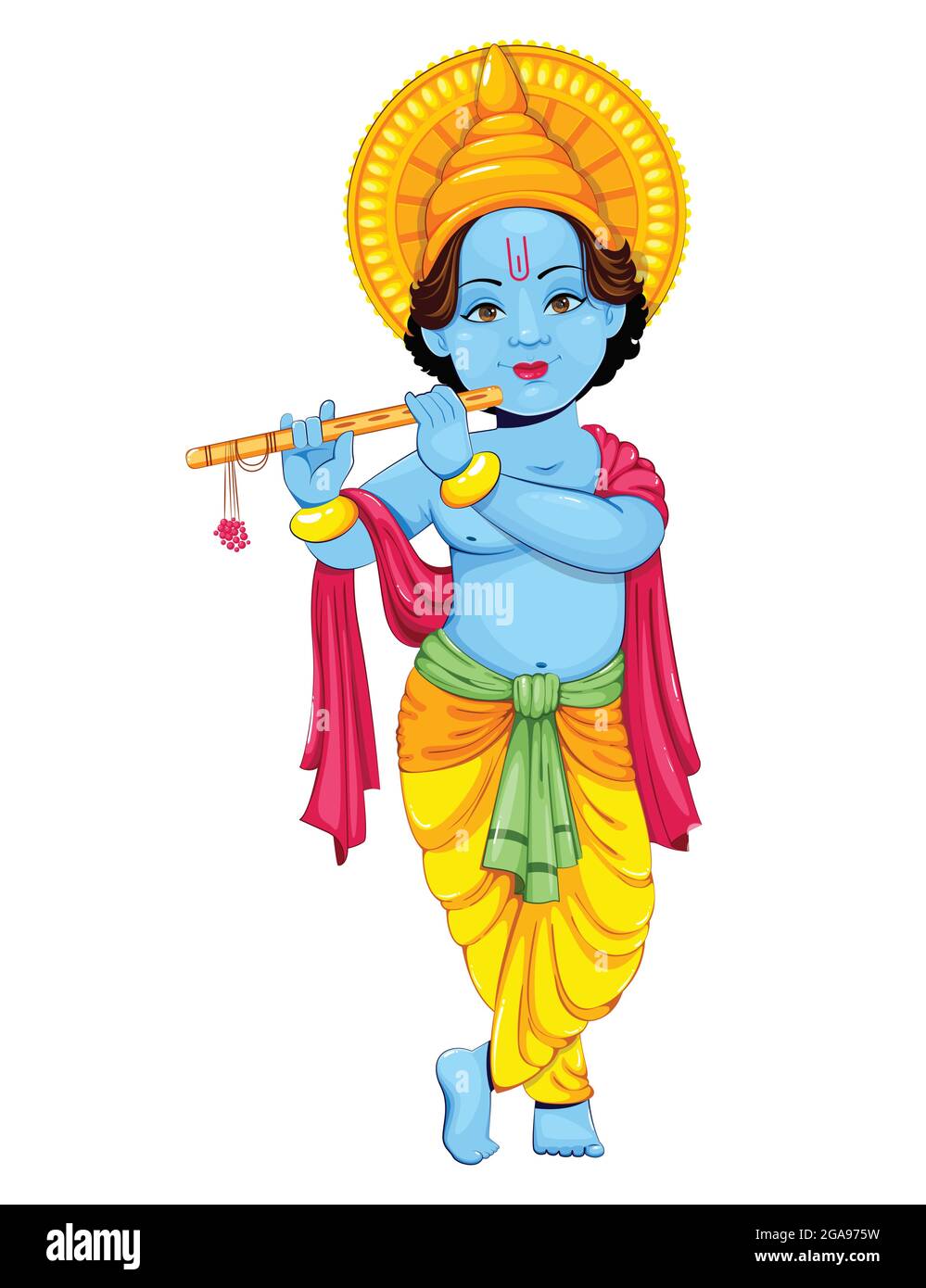 Happy Krishna Janmashtami greeting card. Lord Krishna paying flute. Stock  vector illustration on white background Stock Vector Image & Art - Alamy