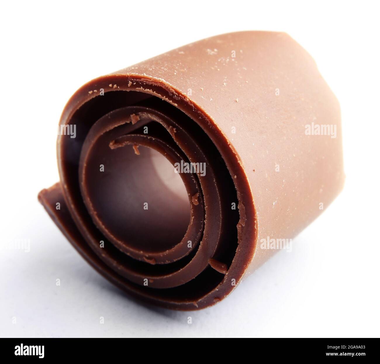 Chocolate curl isolated on white Stock Photo Alamy