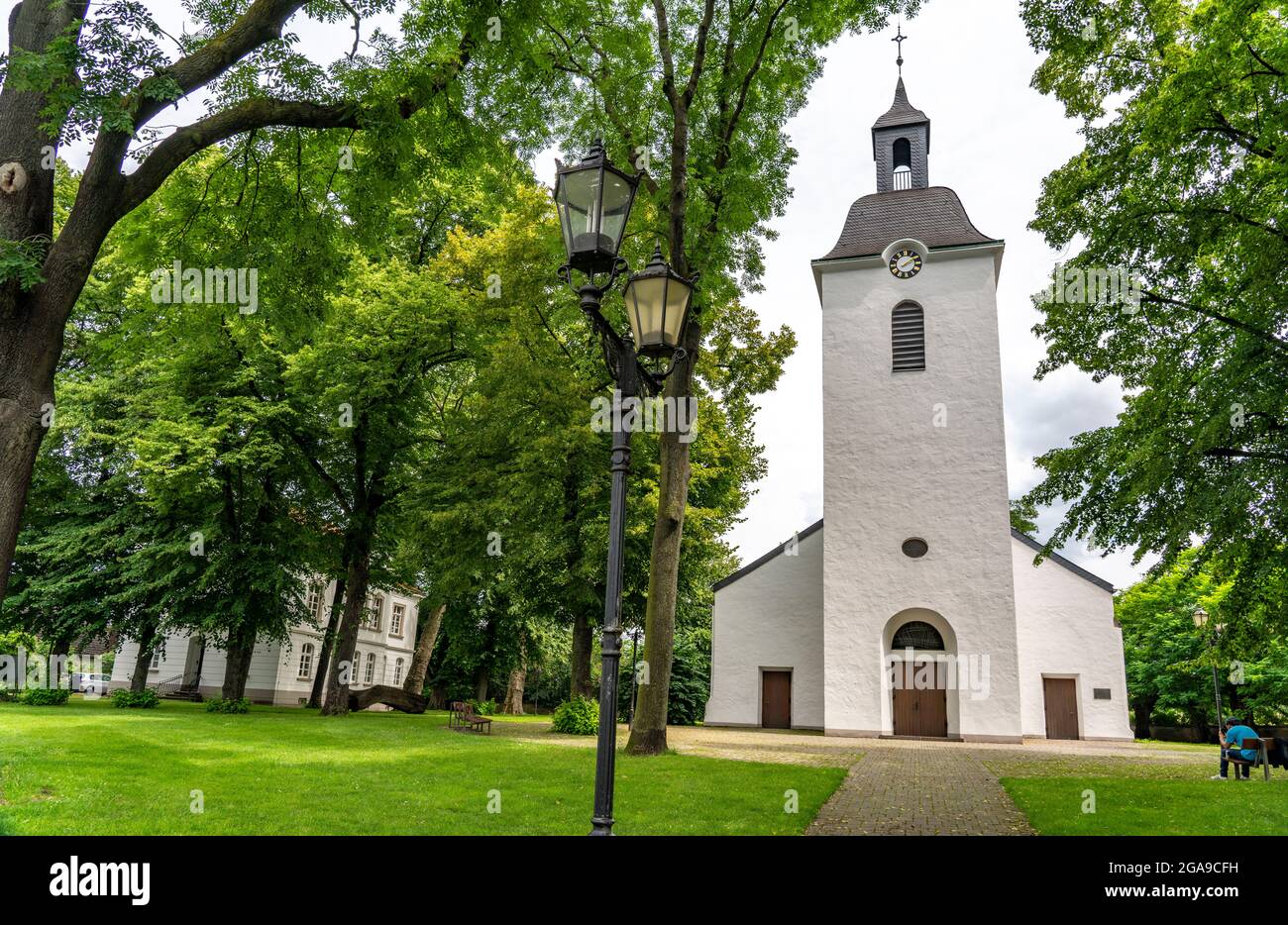 Duisburg Friemershein, old village center, protestant village church, at the church square, NRW, Germany Stock Photo