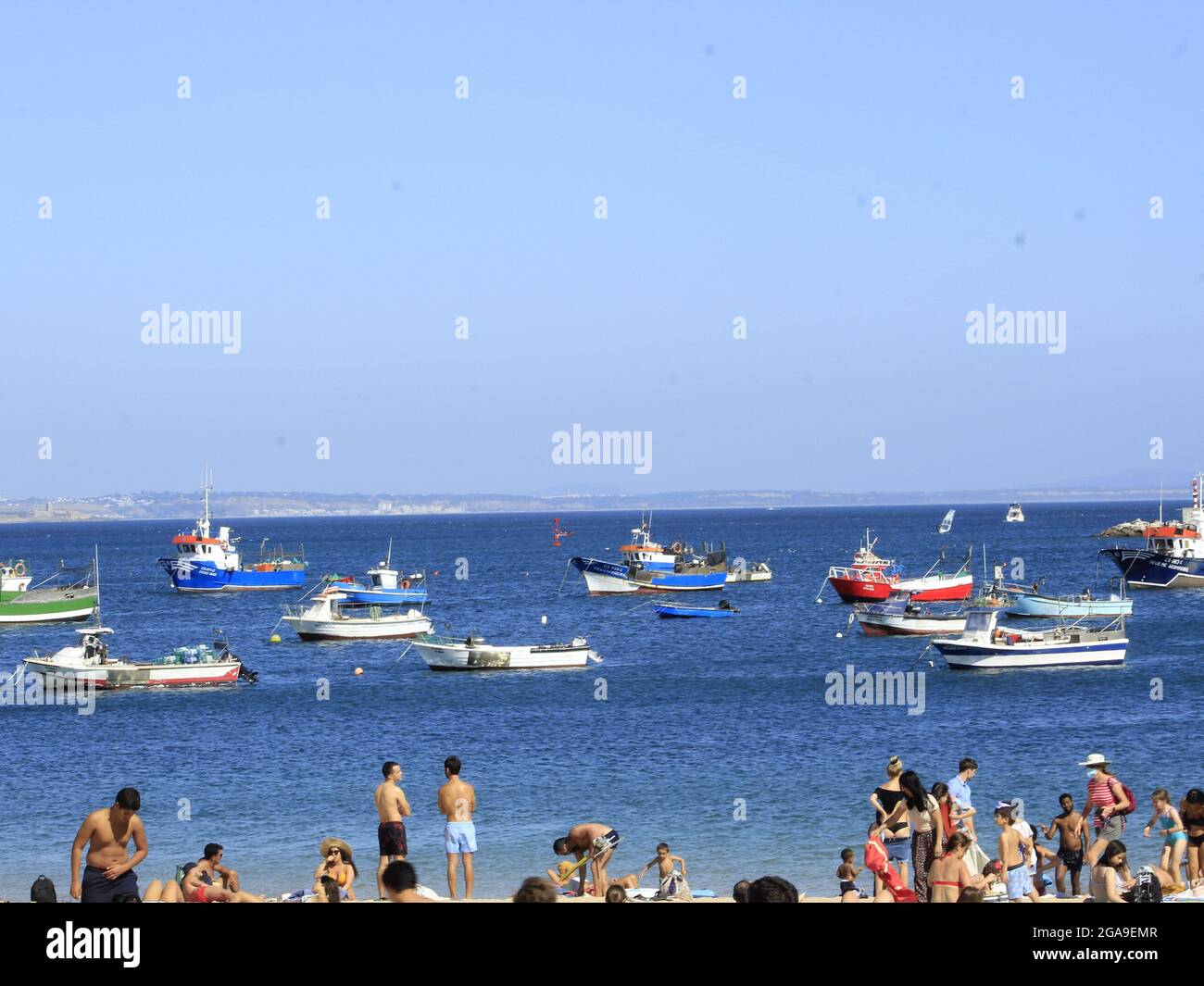 Cascais, Lisboa Portugal. 29th July, 2021. (INT) Bathers movement on