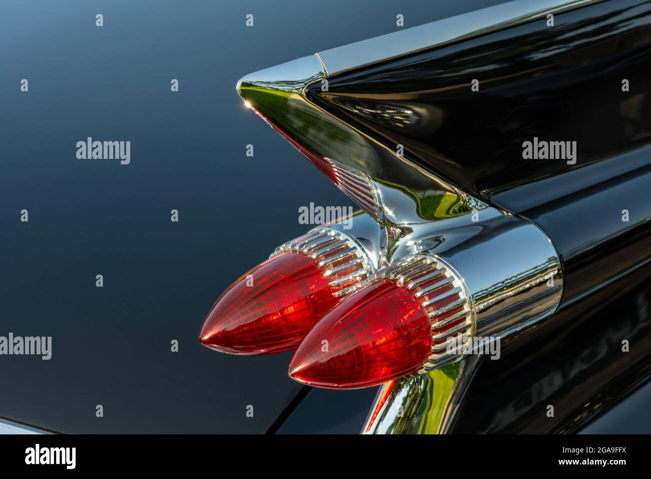 PLYMOUTH, MI/USA - JULY 26, 2021: Close-up of a 1959 Cadillac Eldorado ...