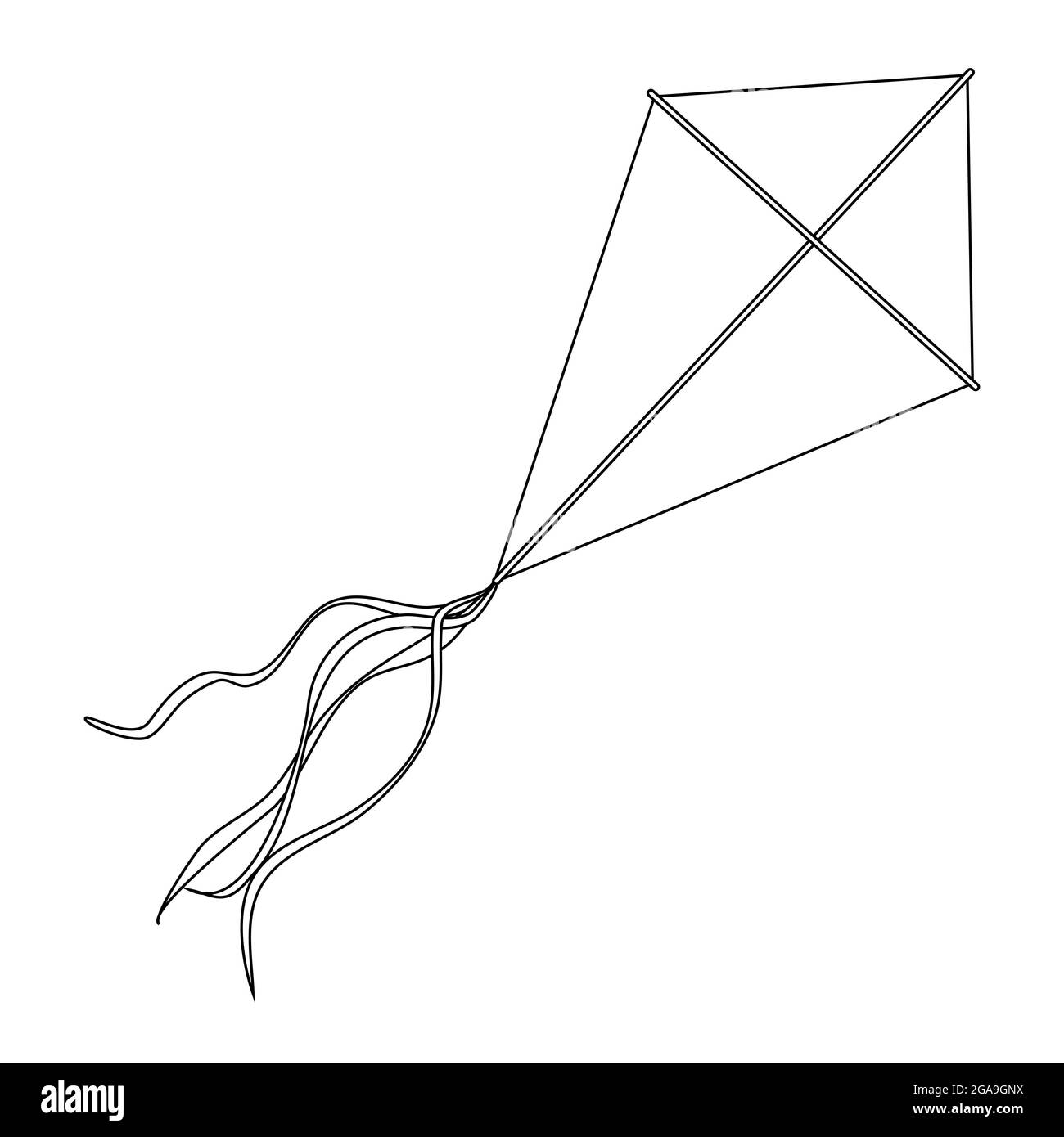 Flying Kite outline vector sign, Isolated on White Background,Symbol, logo illustration. Stock Photo