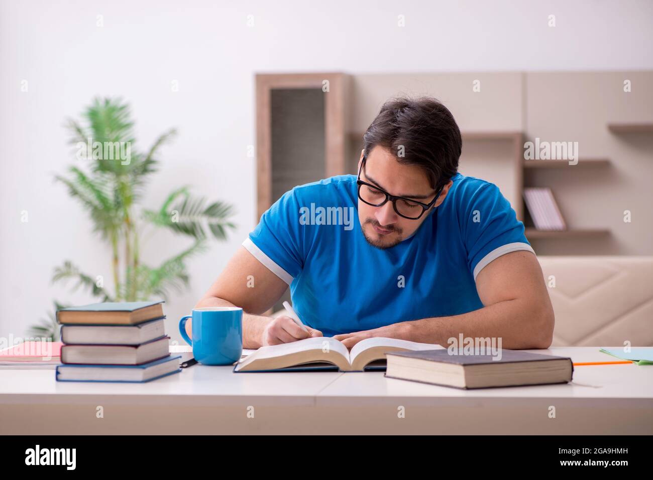 Young student studying at home Stock Photo - Alamy
