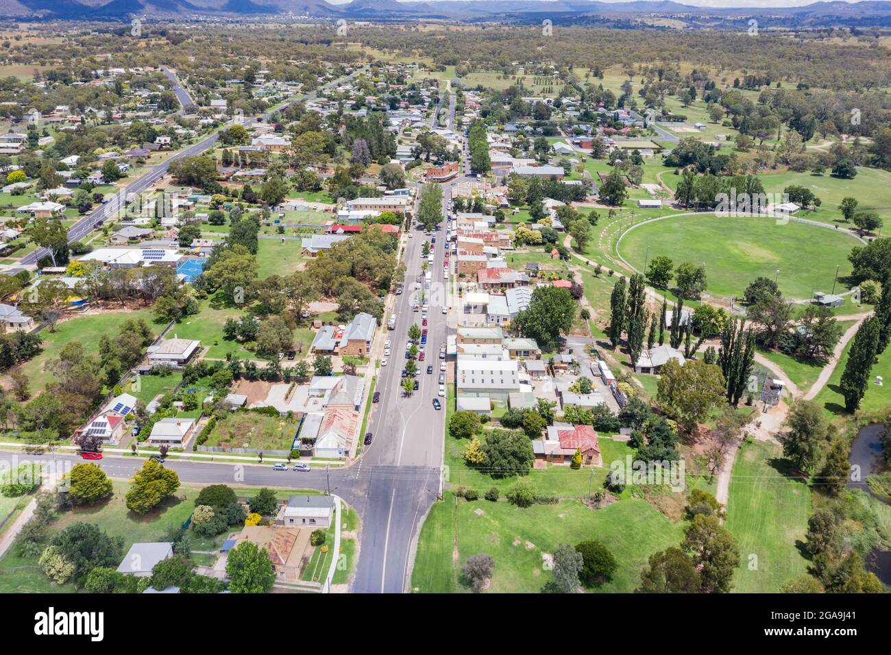 Rylstone is a small rural town in the central west of NSW located on the Bylong Valley way, it is a popular stop for people touring in the area. Stock Photo