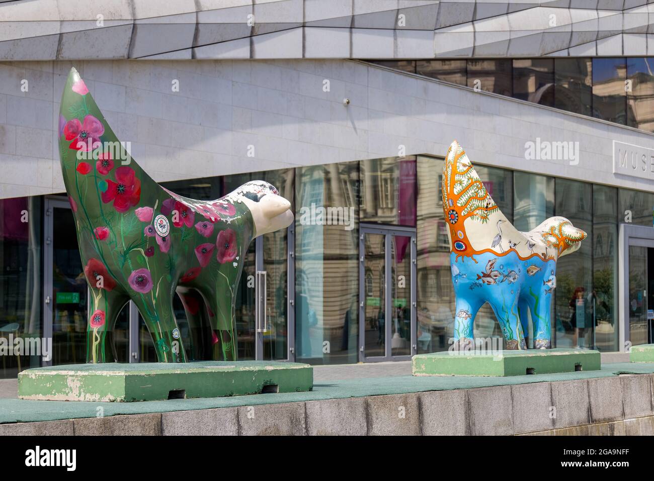 LIVERPOOL, UK JULY 14 Superlambanana statues outside the Museum of