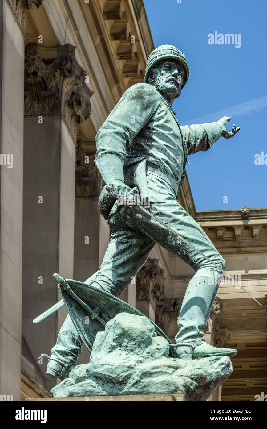 LIVERPOOL, UK - JULY 14 : Statue of Major General William Earle outside St Georges Hall in Liverpool, England UK on July 14, 2021 Stock Photo