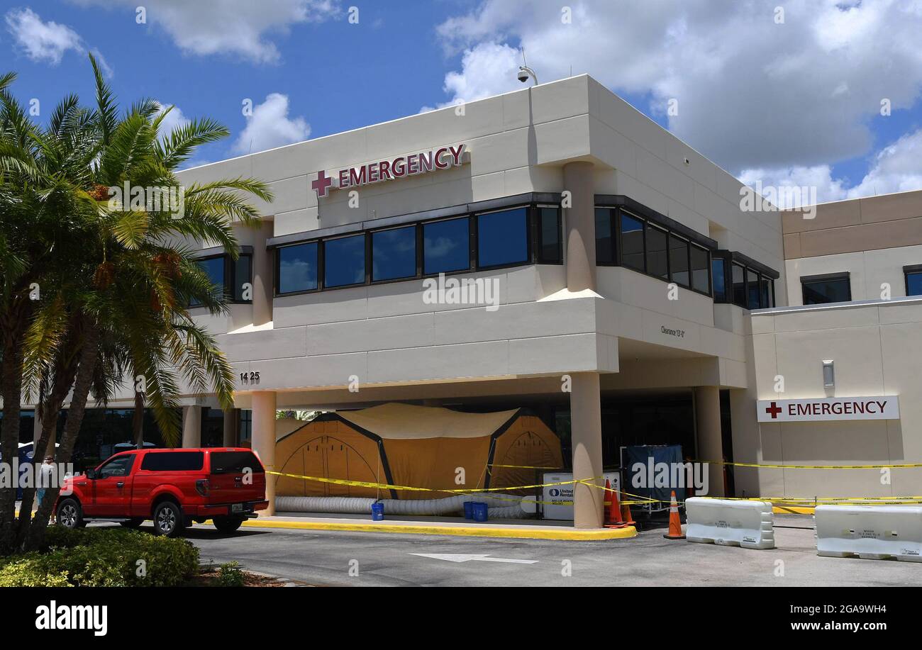 Palm Bay, United States. 29th July, 2021. A treatment tent is seen