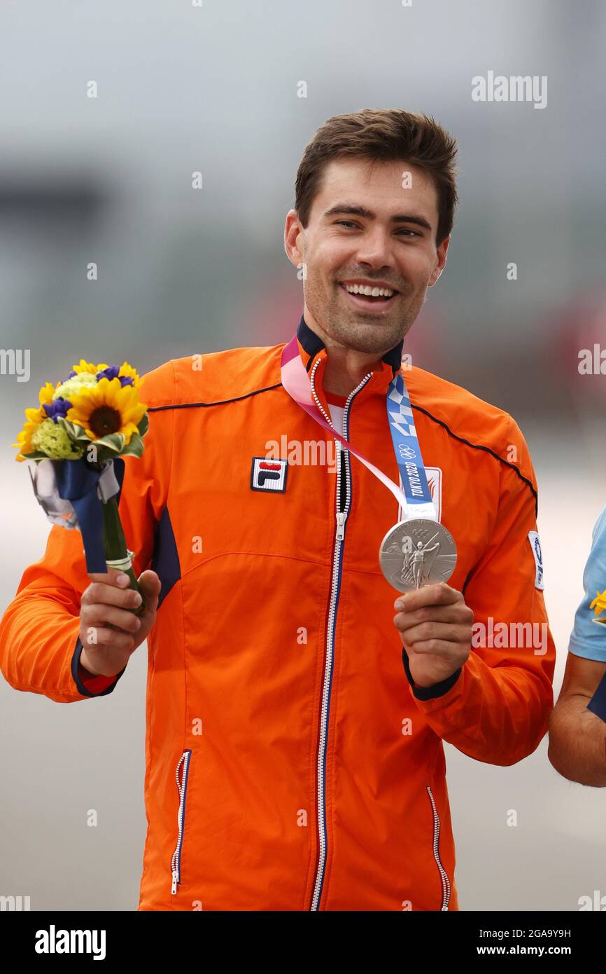 Tokyo, Giappone. 28th July, 2021. DUMOULIN Tom (NED) 2nd Silver Medal during the Olympic Games Tokyo 2020, Cycling Road Race Men's Individual Time Trial on July 28, 2021 at Fuji International Speedway in Oyama, Japan - Photo Photo Kishimoto/DPPI Credit: Independent Photo Agency/Alamy Live News Credit: Independent Photo Agency/Alamy Live News Stock Photo