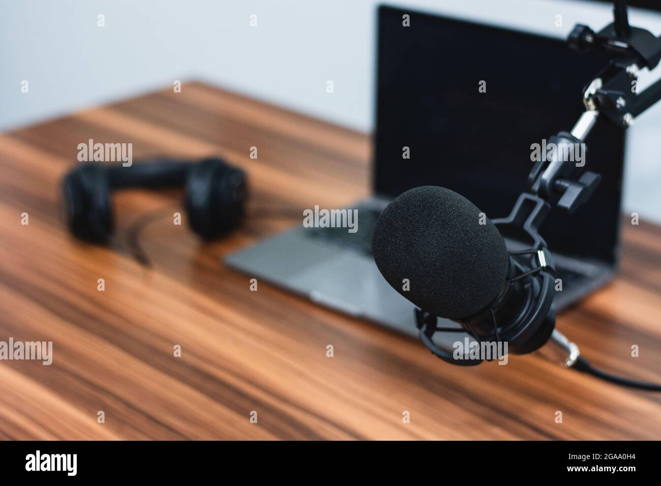 Microphone in studio for professional speaker Stock Photo Alamy