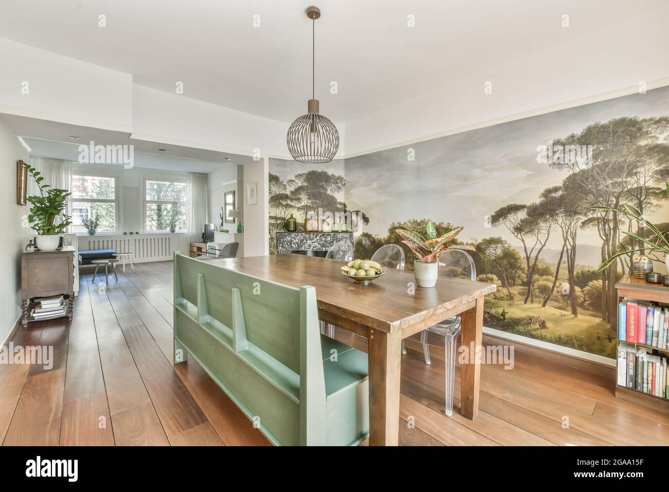 Interior design of bright and beautiful dining room Stock Photo - Alamy