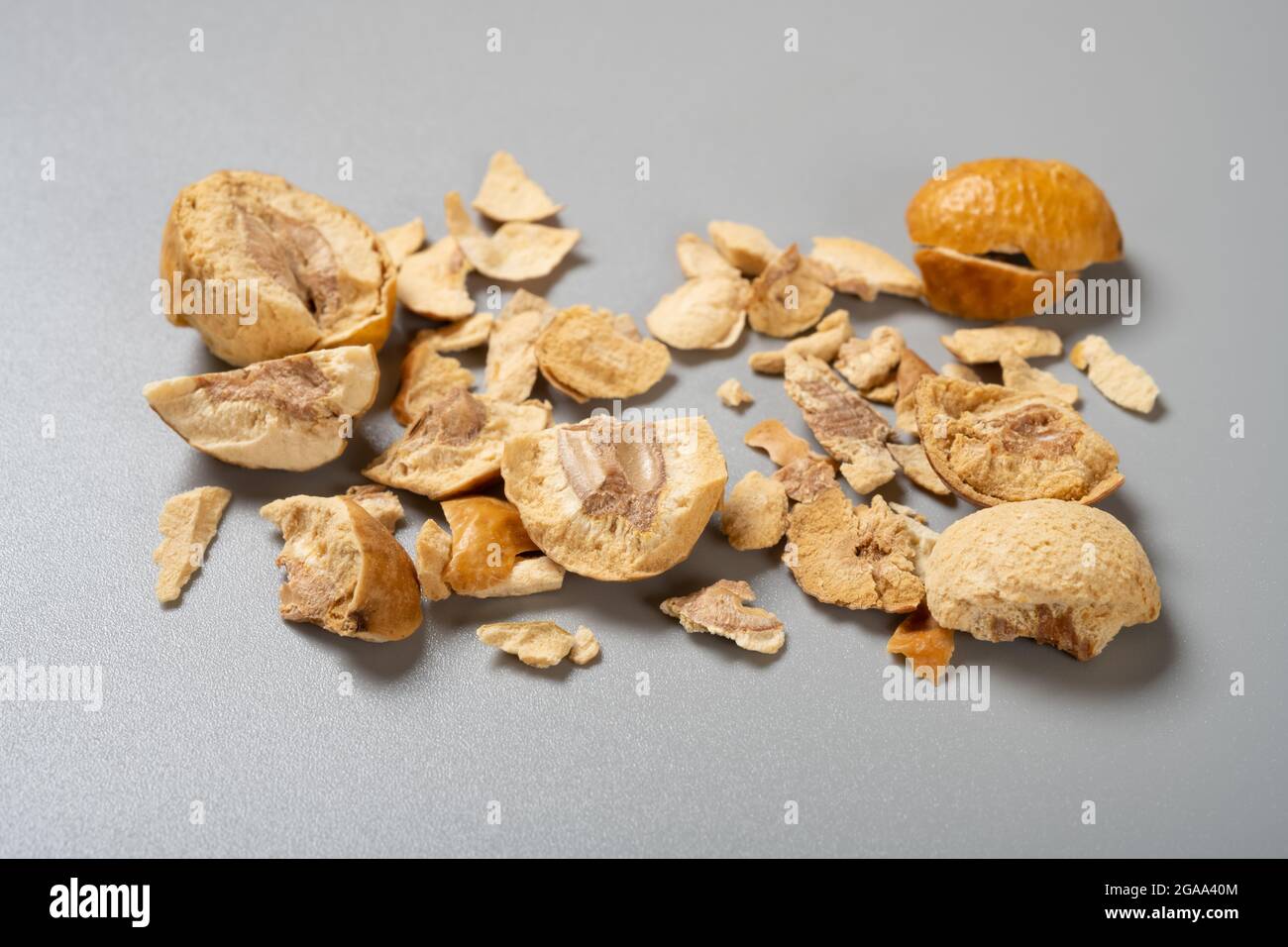 angle view herb ChuanLianZi or Toosendan Fructus or Szechwan Chinaberry Fruit Stock Photo