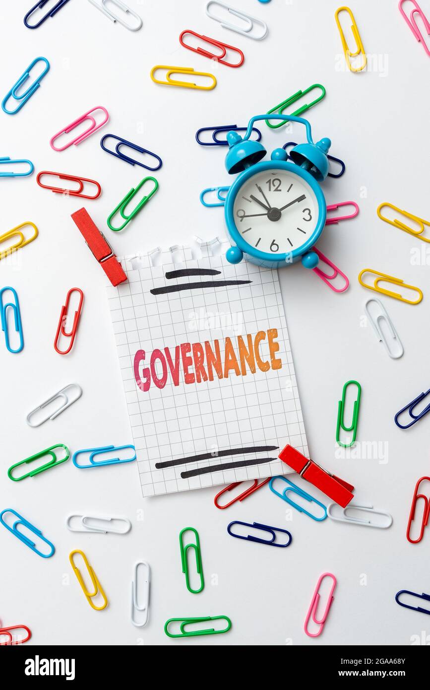 Handwriting text Governance. Word for exercised in handling an economic situation in a nation Creative Home Recycling Ideas And Designs Concepts Time Stock Photo