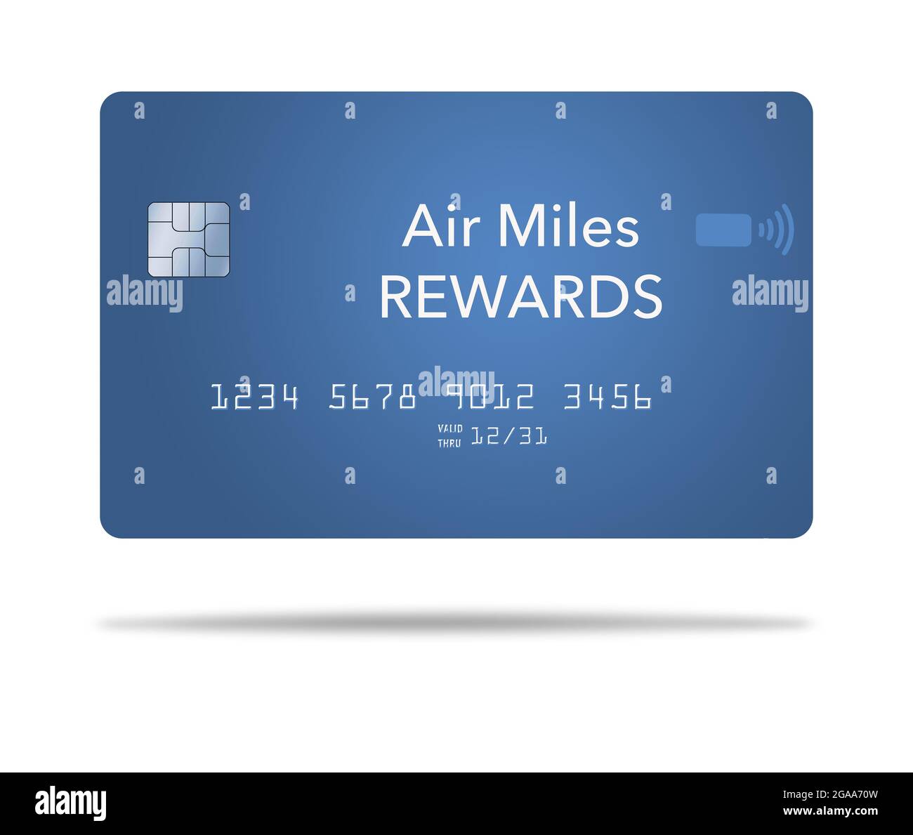 Air miles reward credit card. This is a 3-d illustration of a generic air travel credit card. Stock Photo