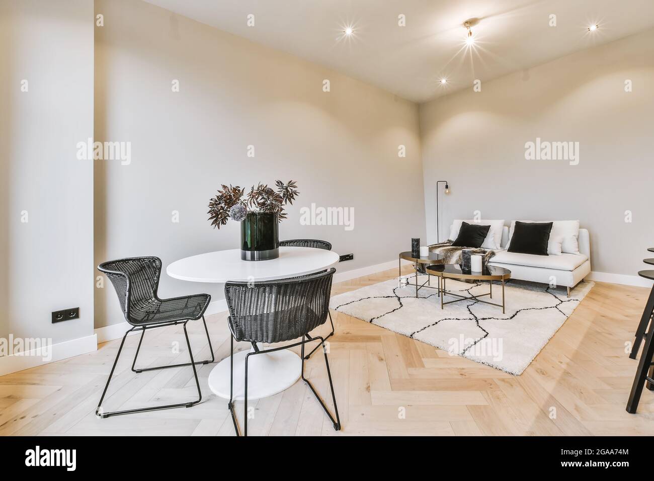 Interior design of bright and beautiful dining room Stock Photo - Alamy