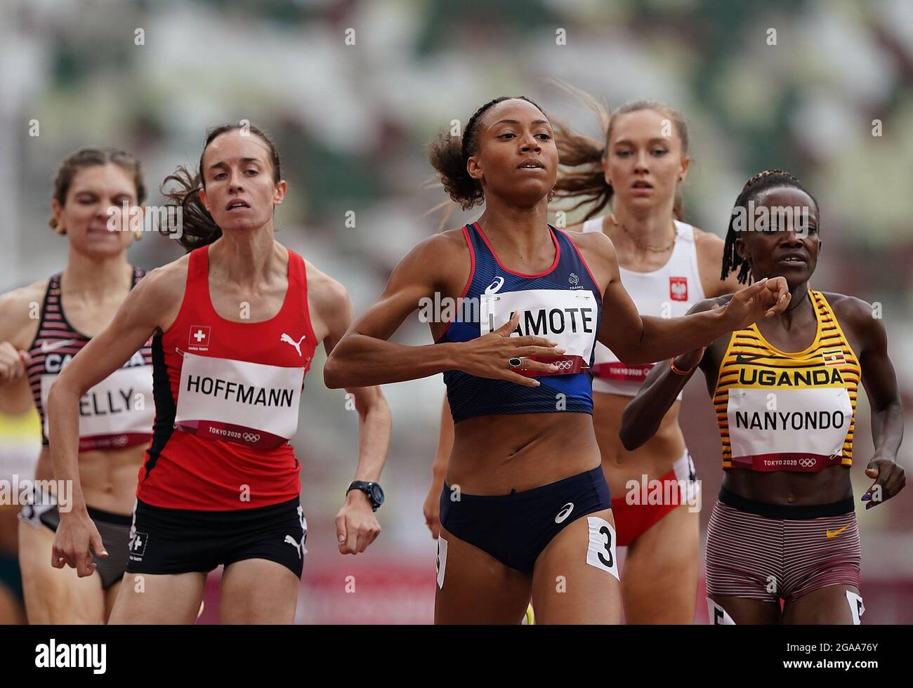 Tokyo, Japan. 30th July, 2021. Athletes attend the Women's 800m Heat at the Tokyo 2020 Olympic Games in Tokyo, Japan, July 30, 2021. Credit: Li Gang/Xinhua/Alamy Live News Stock Photo