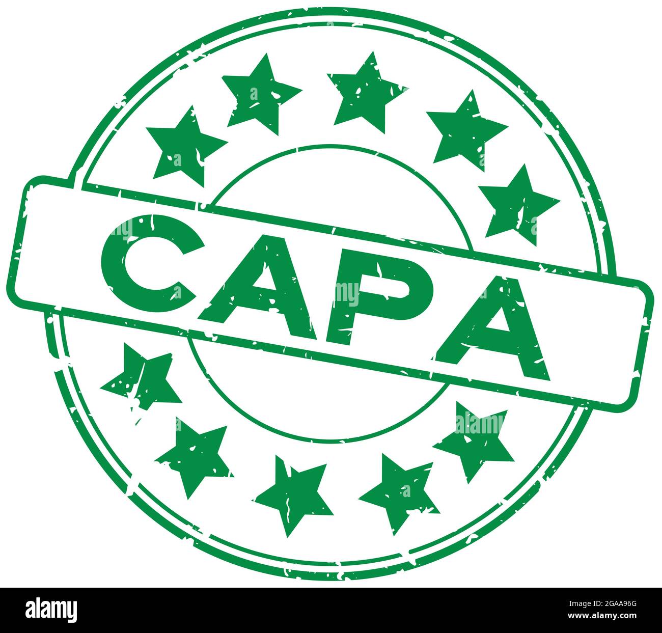Grunge green CAPA (abbreviation of corrective action and preventive action)  word with star icon round rubber seal stamp on white background Stock  Vector Image & Art - Alamy