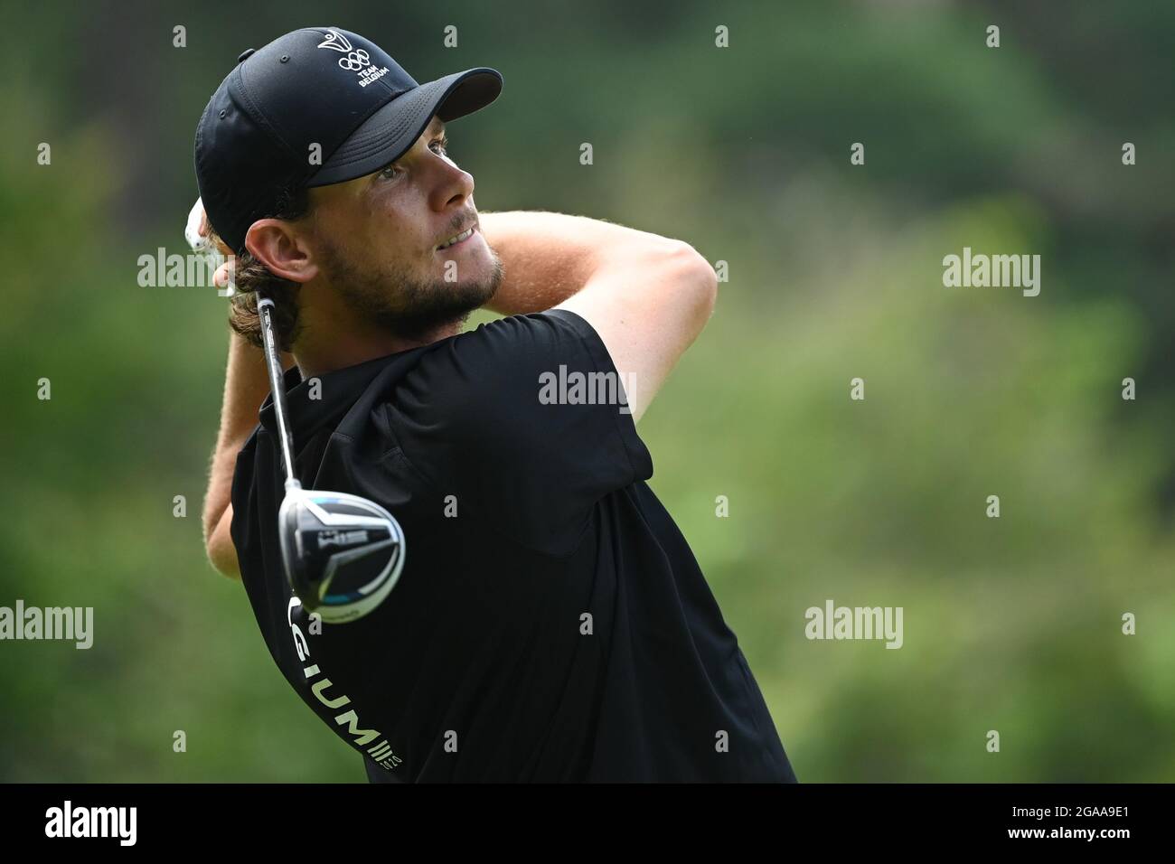 Belgian Thomas Pieters pictured in action during round 2 of the men's Golf Individual Stroke Play on the eighth day of the 'Tokyo 2020 Olympic Games' Stock Photo