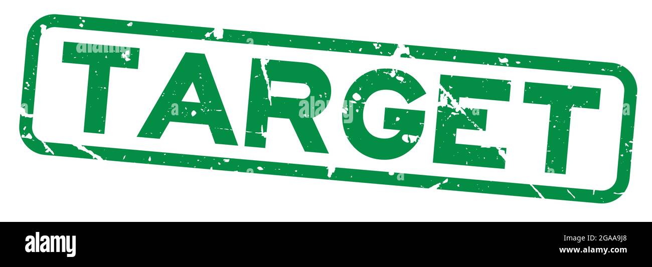 Grunge green target word square rubber seal stamp on white background ...