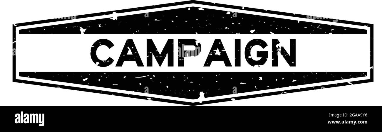 Grunge black campaign word hexagon rubber seal stamp on white ...
