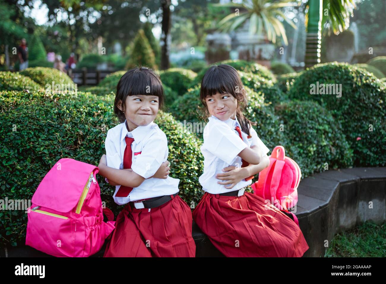 primary school student fight hating each other. Stock Photo