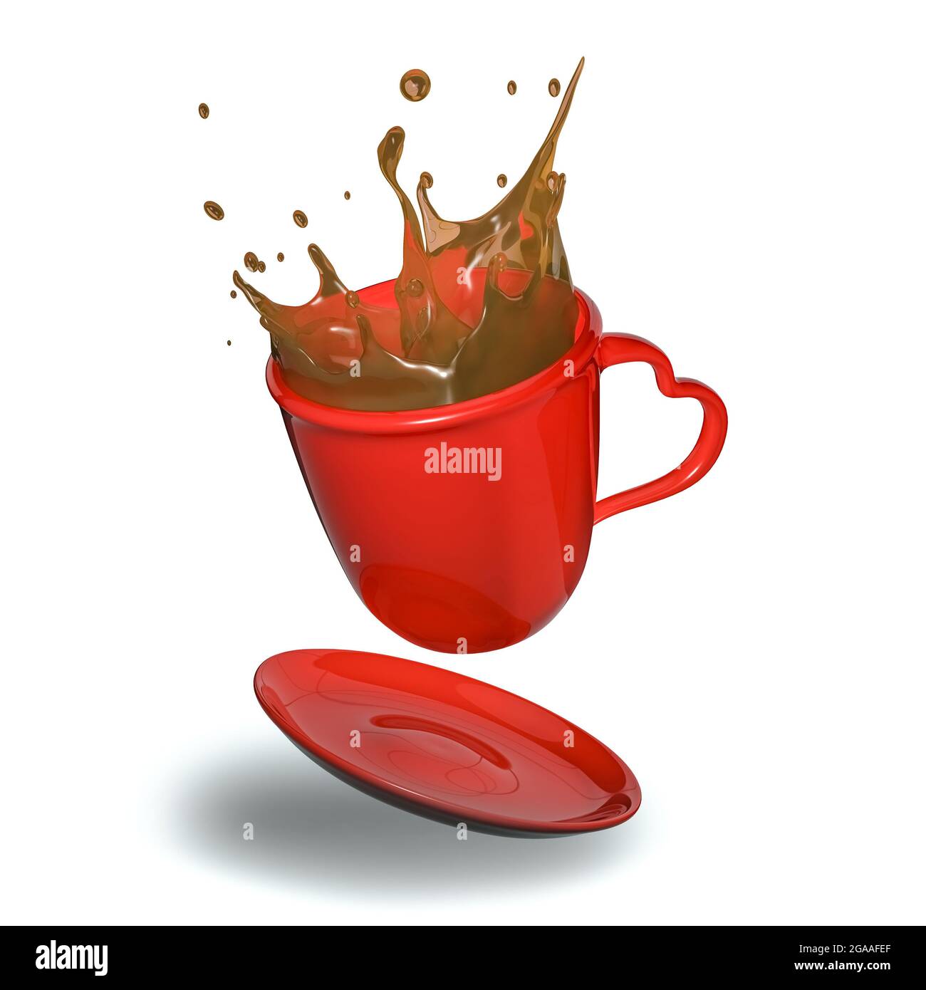 3D Rendering of Isolated Hot Coffee Spills out of a Red Cup Stock Photo -  Alamy