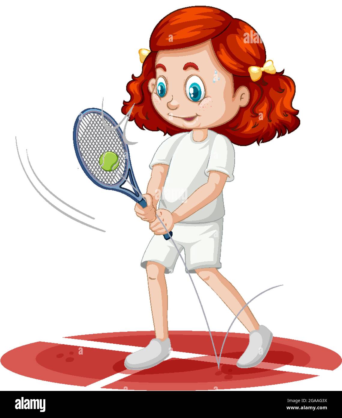 Cute girl playing tennis cartoon character isolated illustration Stock  Vector Image & Art - Alamy