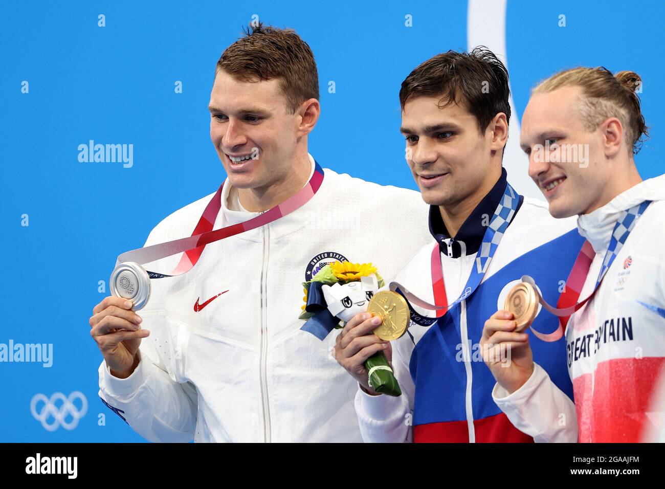 Tokio, Japan. 30th July, 2021. Swimming Olympics, men, 200m backstroke