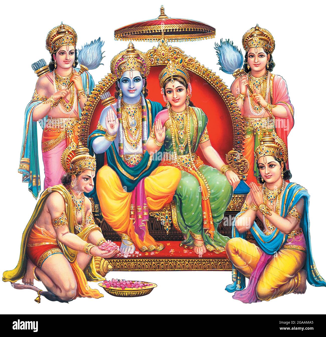 Indian God Rama with Sita and Hanuman Stock Photo - Alamy