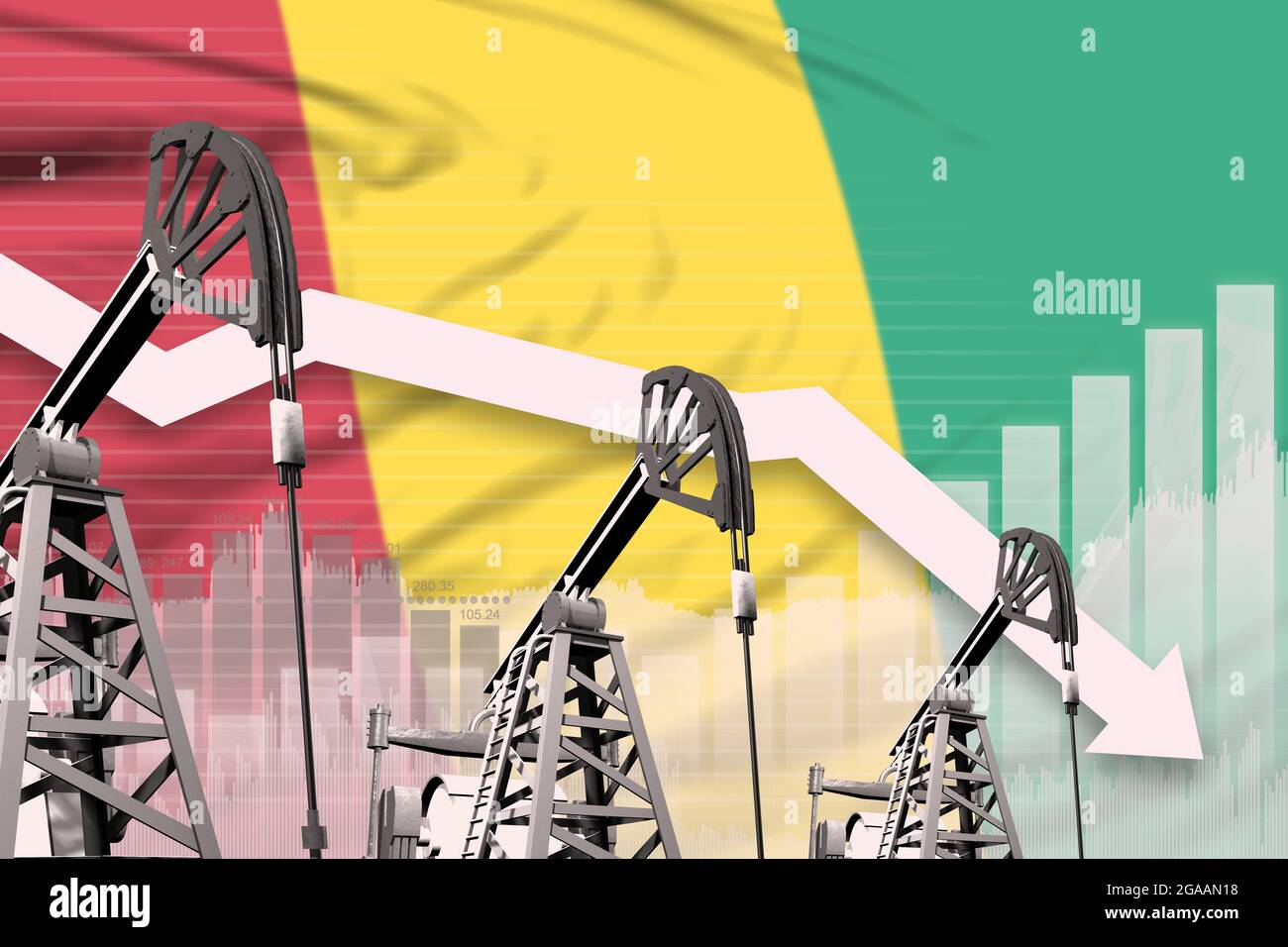 Guinea oil industry concept, industrial illustration - lowering down ...