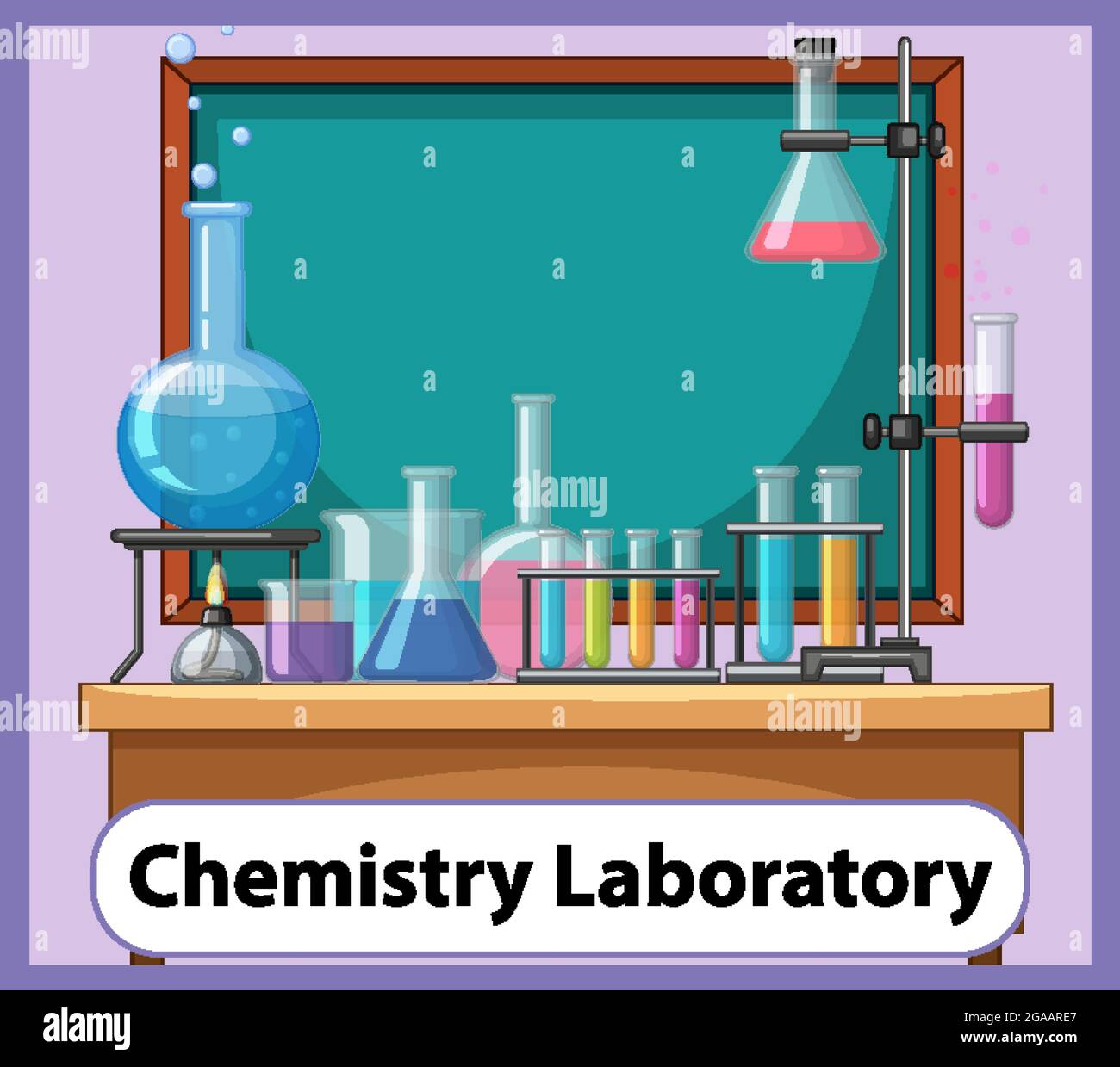 Educational English word card of Chemistry Laboratory illustration