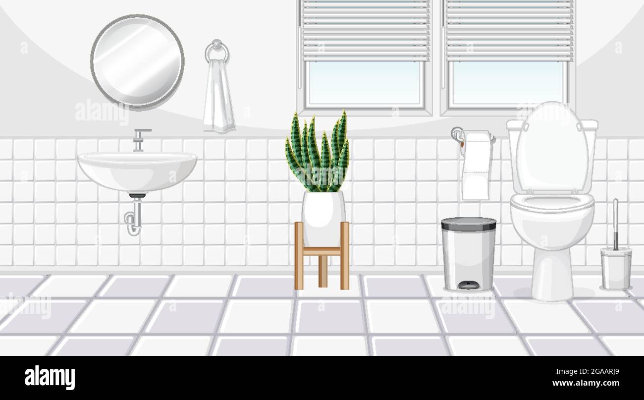 Bathroom interior design with furniture illustration Stock Vector Image ...