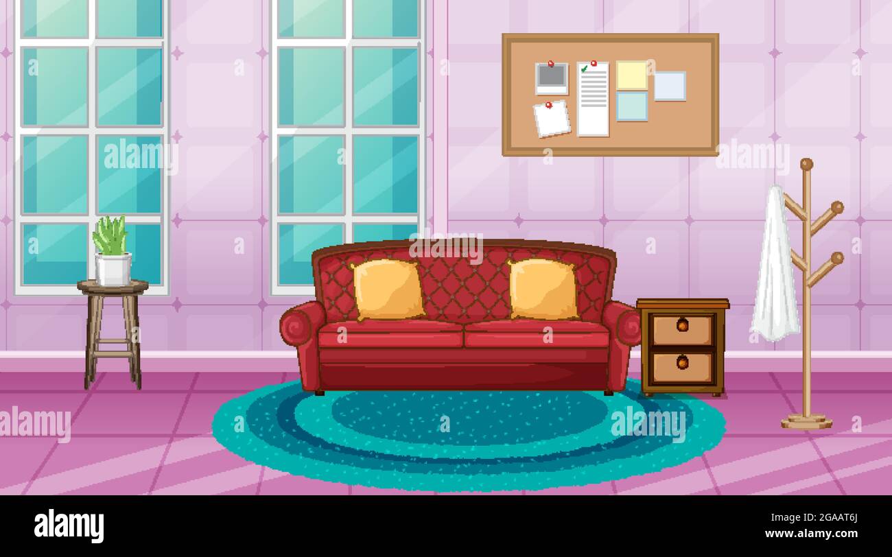 Living room interior design with furniture illustration Stock Vector ...