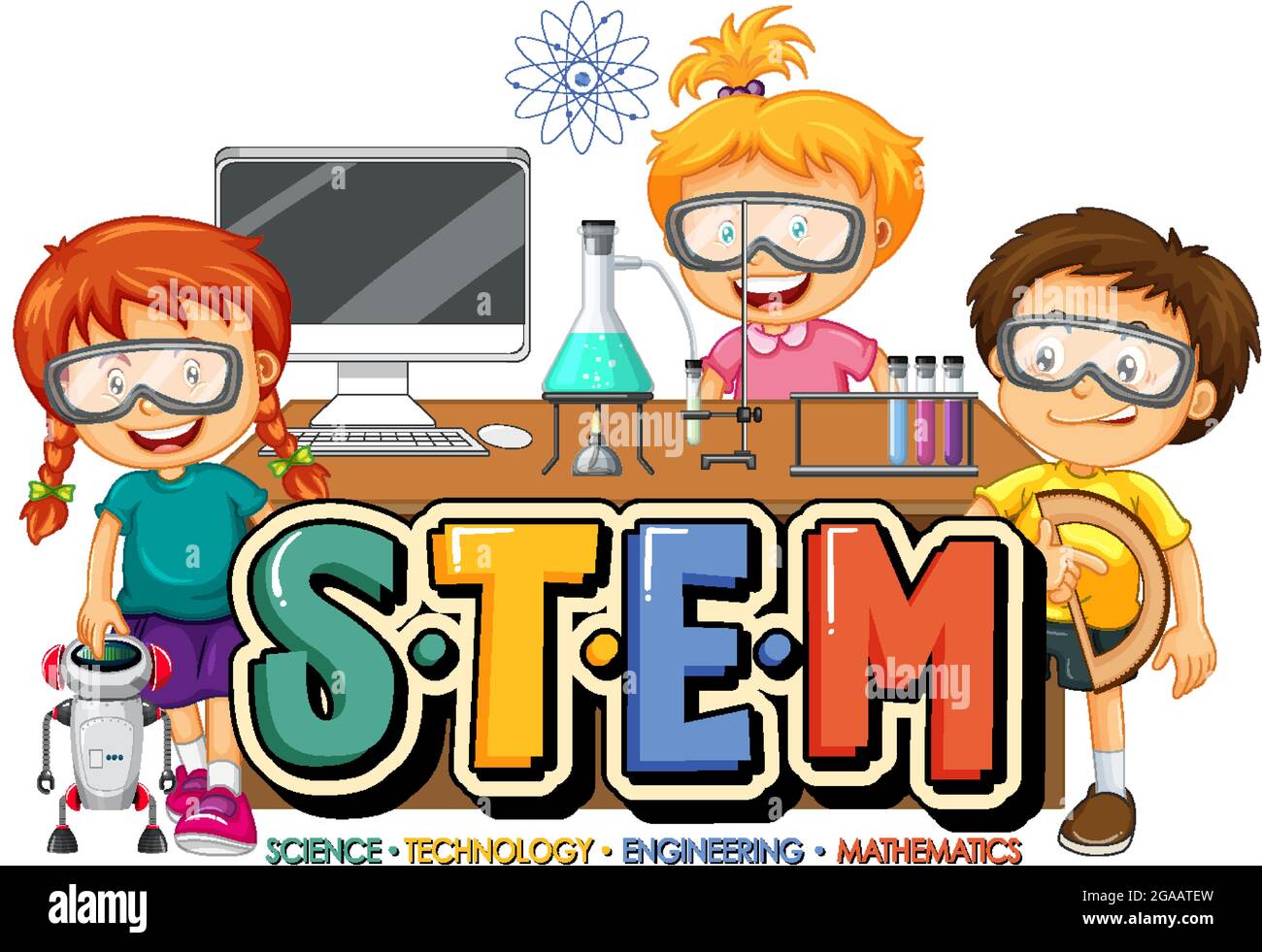 STEM education logo with many kids cartoon character illustration Stock  Vector Image & Art - Alamy