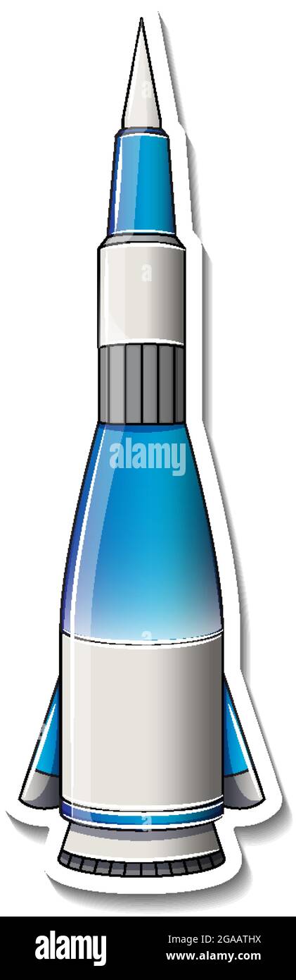 A sticker template with Rocket Ship Cartoon isolated illustration Stock ...