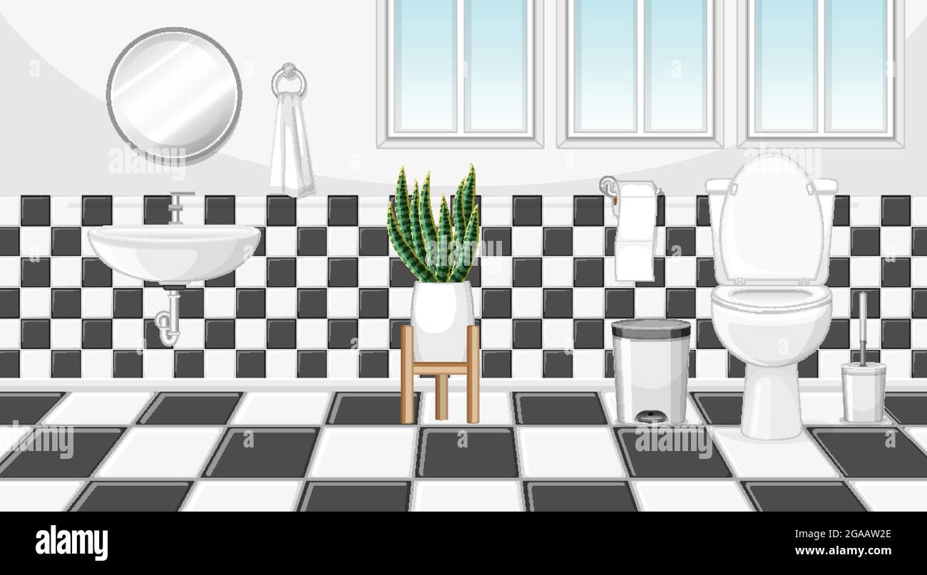 Bathroom interior design with furniture illustration Stock Vector Image ...