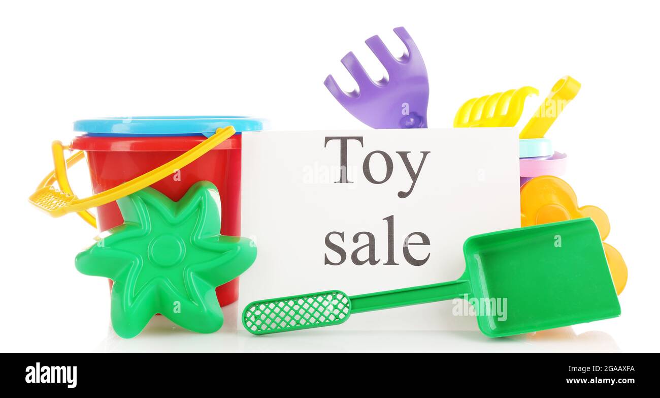Toys for sale, isolated on white Stock Photo Alamy