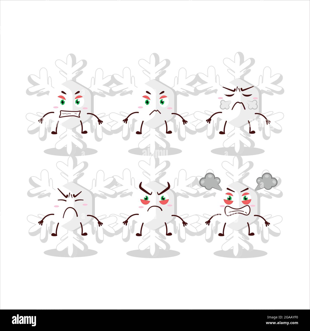 Snowflake Expression Snowflakes cartoon character with various angry expressions. Vector ...