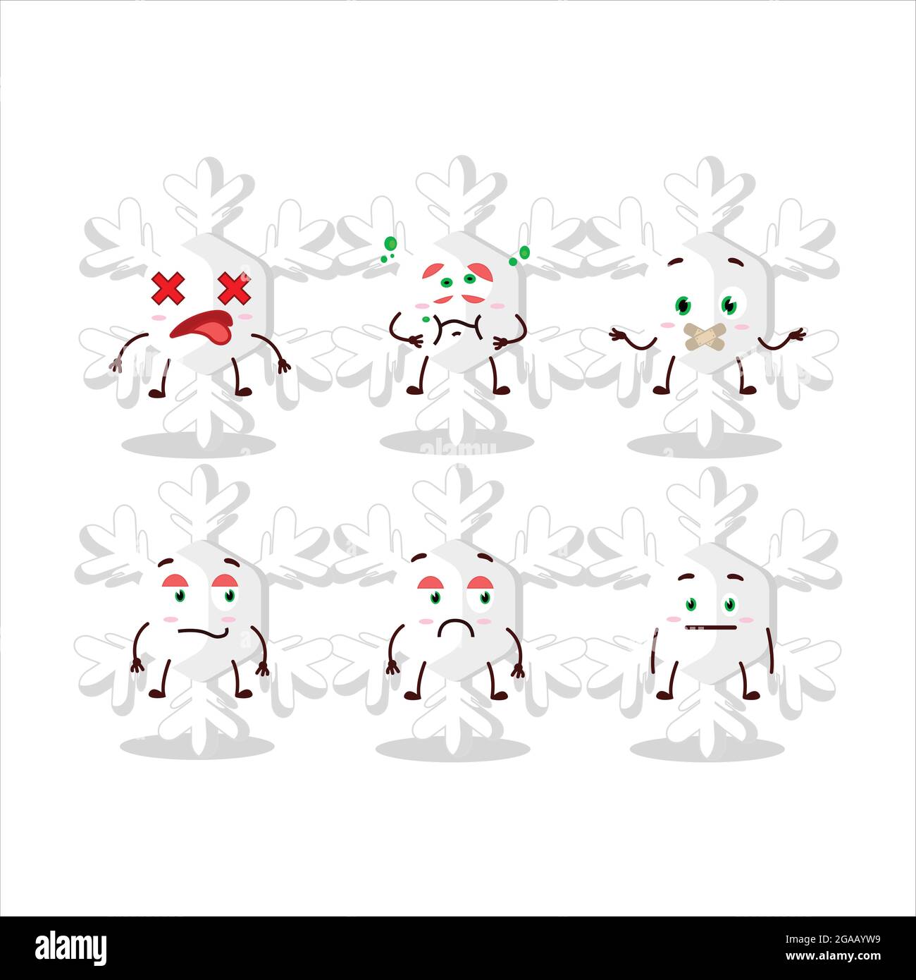 Snowflake Expression Snowflakes cartoon in character with nope expression. Vector ...