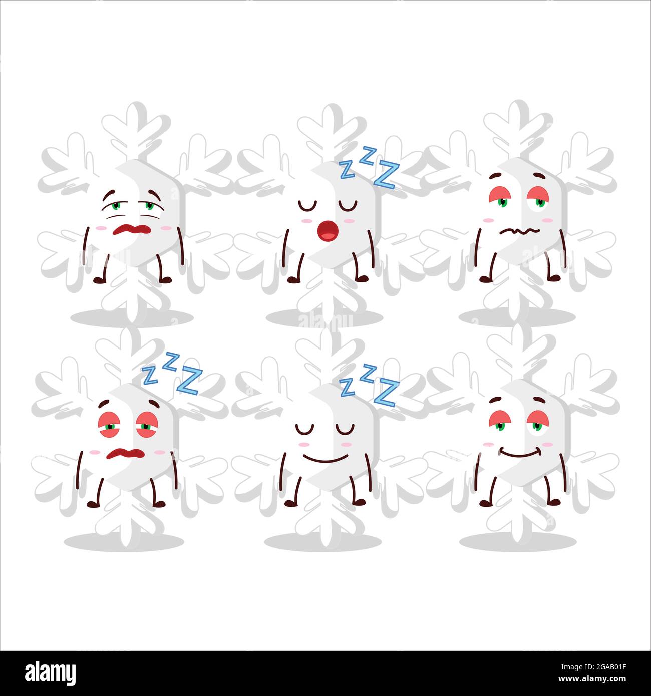 Snowflake Expression Cartoon character of snowflakes with sleepy expression. Vector ...