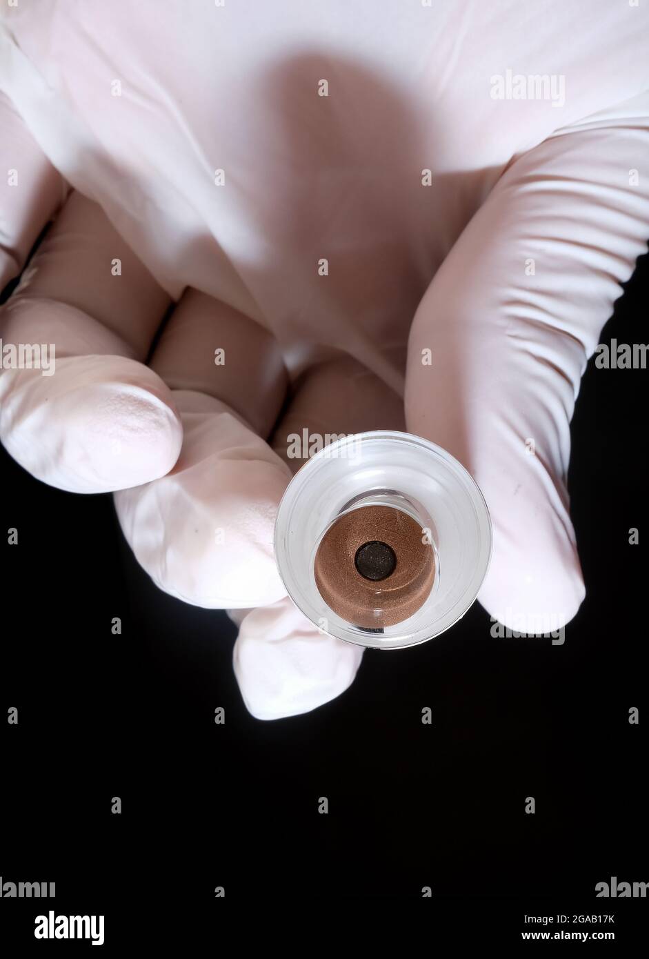 Basra, Iraq - July 19, 2021: closeup photo color soft contact lens in vial Stock Photo