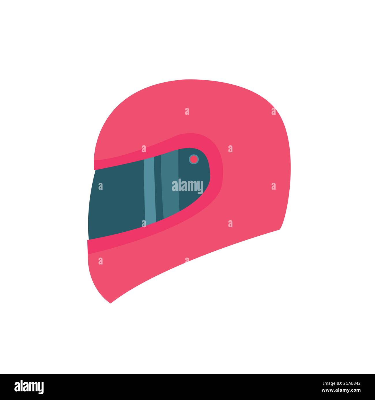 Pink motorcycle helmet with strips on a white Stock Vector