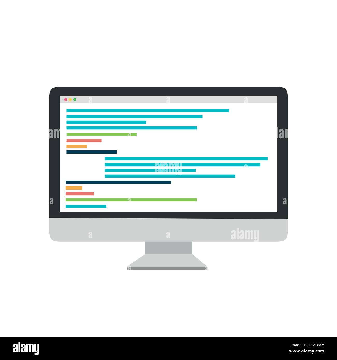 Computer with code on the screen on blue background. Coding concept ...