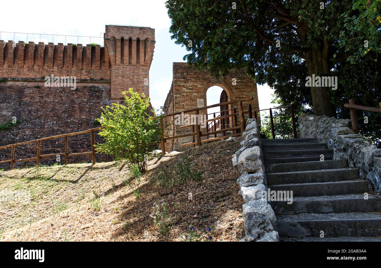 Main entrance of Rocca di Brisighella (Fortress of Brisighella). Ravenna, Italy Stock Photo