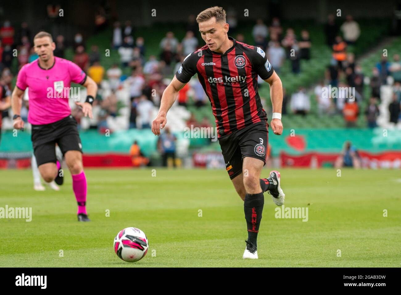 Dublin, Ireland. 29th July, 2021. Anthony Breslin of Bohemian in action during the UEFA Europa Conference League Second Qualifying Round, 2nd leg match between Bohemian FC and F91 Diddeleng at Aviva Stadium in Dublin, Ireland on July 29, 2021 (Photo by Andrew SURMA/SIPA USA). Credit: Sipa USA/Alamy Live News Stock Photo